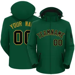 Green Black-Old Gold Classic Style Waterproof Jacket 1
