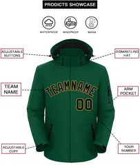 Green Black-Old Gold Classic Style Waterproof Jacket 2
