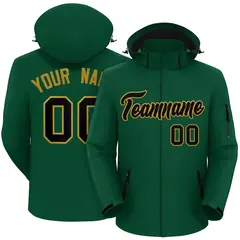Green Black-Old Gold Classic Style Waterproof Jacket 1