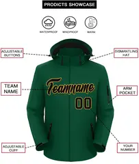Green Black-Old Gold Classic Style Waterproof Jacket 2