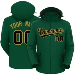 Green Black-Old Gold Classic Style Waterproof Jacket 1