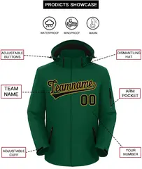 Green Black-Old Gold Classic Style Waterproof Jacket 2
