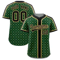 Green Black-Old Gold Plaid Authentic Baseball Jersey