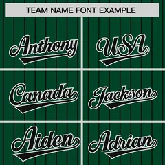 Green Black Pinstripe Raglan Full-Snap Letterman Baseball Jacket 3