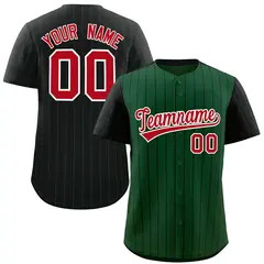 Green Black Pinstripe Raglan Sleeves Baseball Jersey 1