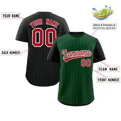 Green Black Pinstripe Raglan Sleeves Baseball Jersey 2