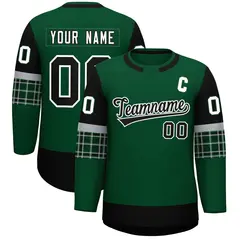 Green Black Raglan Round-Neck Hockey Jersey 1