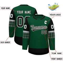 Green Black Raglan Round-Neck Hockey Jersey 2