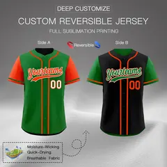 Green Black Reversible Raglan Sleeves Baseball Jersey 2