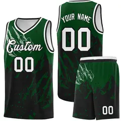 Green Black Snow Mountain Beast Pattern Basketball Jersey 1