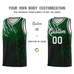Green Black Snow Mountain Beast Pattern Basketball Jersey 3