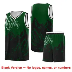 Green Black Snow Mountain Beast Pattern Basketball Jersey 7