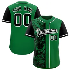 Green Black Split Graffiti Raglan Sleeve Baseball Jersey 1