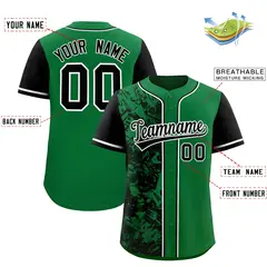 Green Black Split Graffiti Raglan Sleeve Baseball Jersey 2