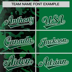 Green Black Split Graffiti Raglan Sleeve Baseball Jersey 3