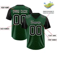 Green Black Star Pattern Raglan Sleeves Football Jersey 2
