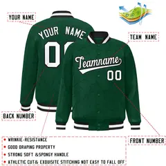 Green Black Star Pattern Varsity Letterman Baseball Jacket 2