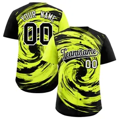 Green Black Swirl Graffiti Baseball Jersey 1