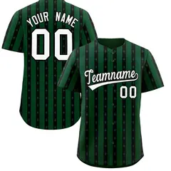 Green Black Thick Stripes Star Pattern Baseball Jersey