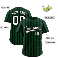 Green Black Thick Stripes Star Pattern Baseball Jersey 2
