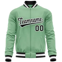 Green Black Varsity Full-Zip Letterman Baseball Jacket 5