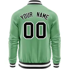 Green Black Varsity Full-Zip Letterman Baseball Jacket 6