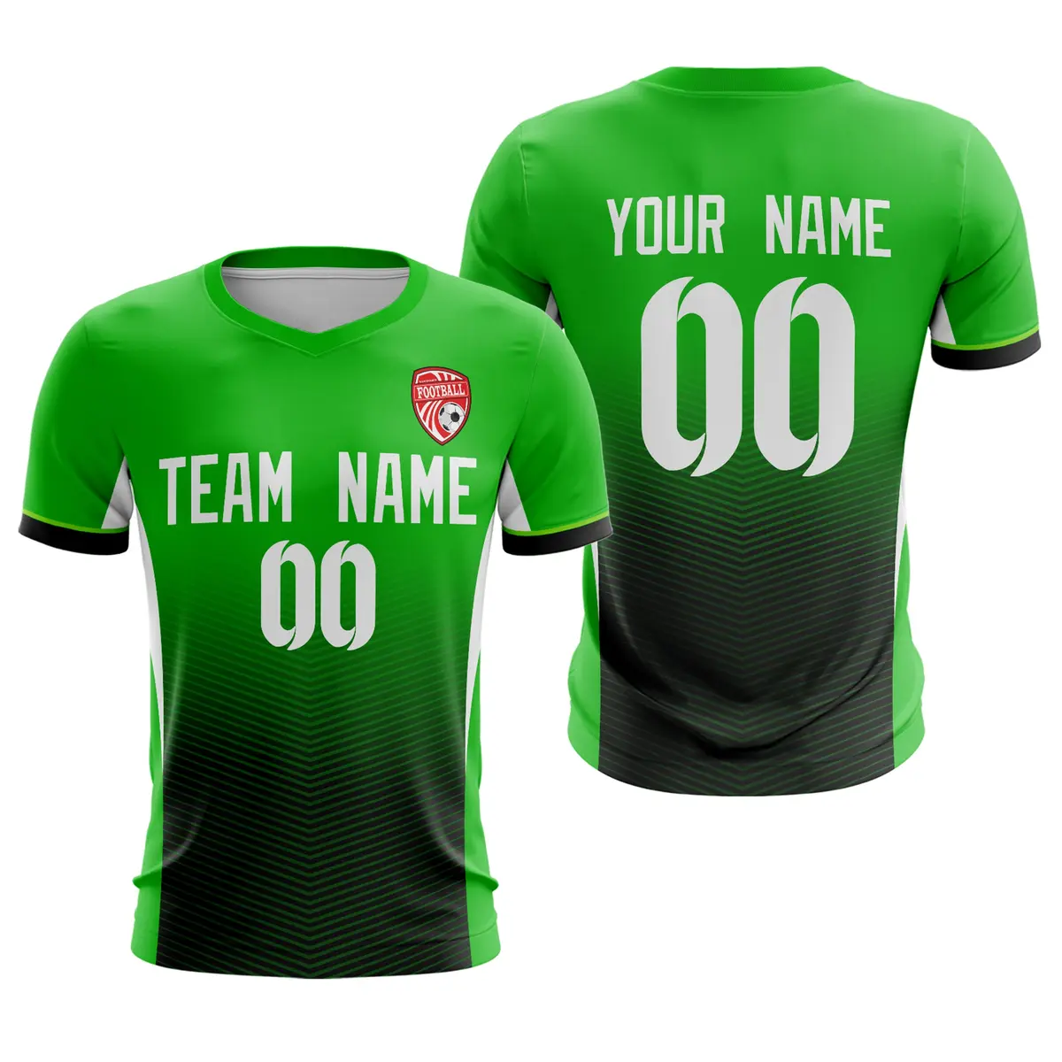 Green Black-White Athletic Sport Soccer Jersey