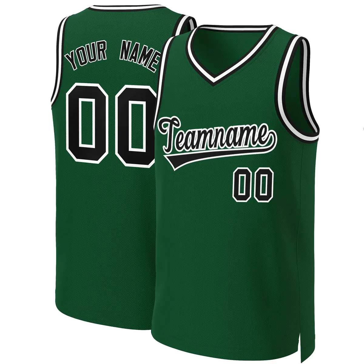 Green Black-White Classic Basketball Jersey