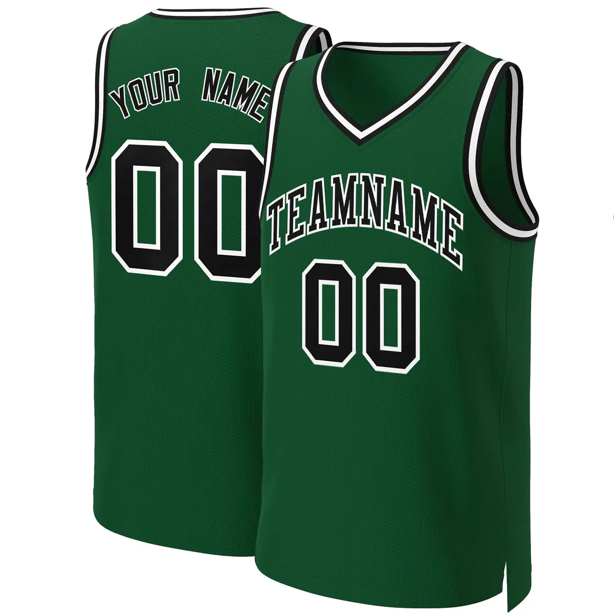Green Black-White Classic Basketball Jersey