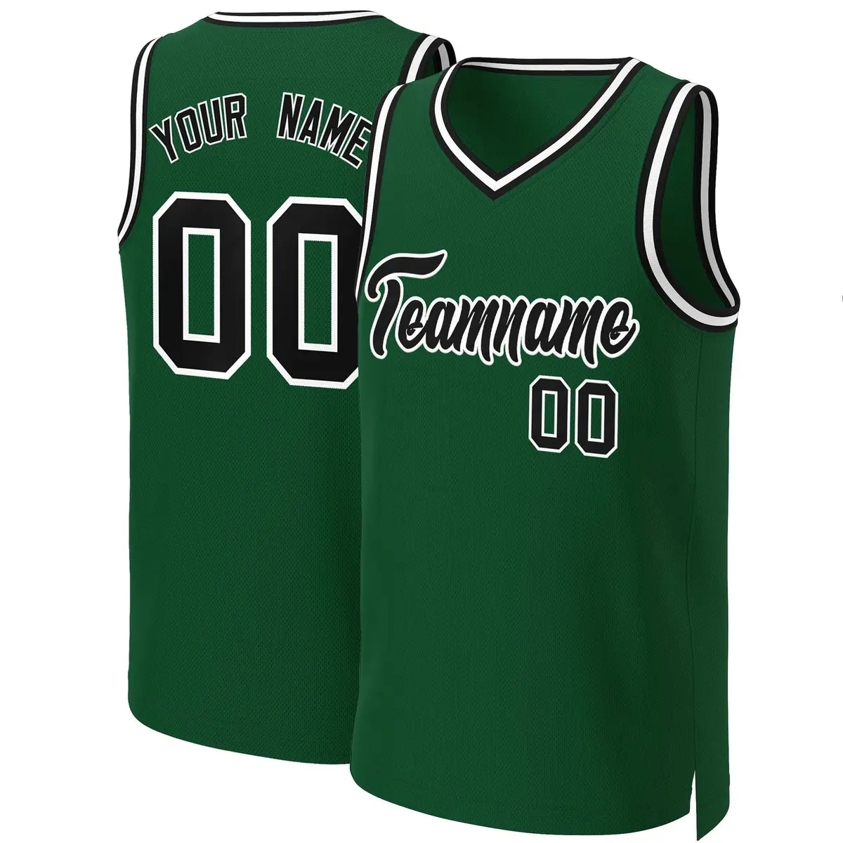 Green Black-White Classic Basketball Jersey