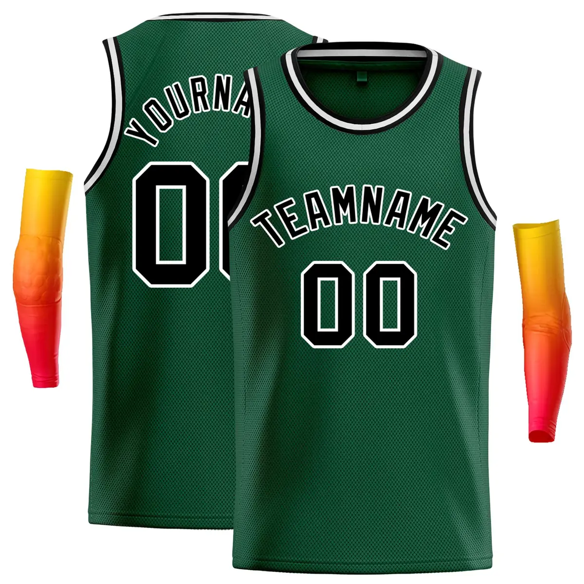 Green Black-White Classic Casual Basketball Jersey