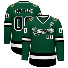 Green Black-White Classic Style Hockey Jersey
