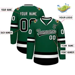 Green Black-White Classic Style Hockey Jersey 2