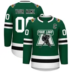 Green Black-White Classic Style Hockey Jersey
