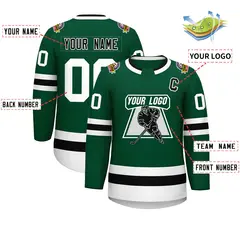 Green Black-White Classic Style Hockey Jersey 2