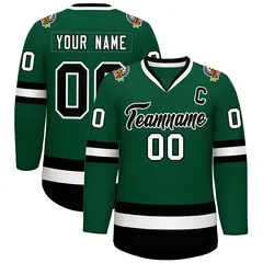 Green Black-White Classic Style Hockey Jersey 1
