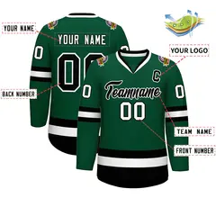 Green Black-White Classic Style Hockey Jersey 2