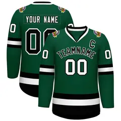Green Black-White Classic Style Hockey Jersey 1