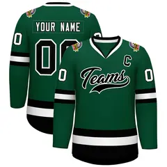 Green Black-White Classic Style Hockey Jersey 1