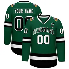 Green Black-White Classic Style Hockey Jersey 1