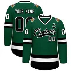 Green Black-White Classic Style Hockey Jersey 1
