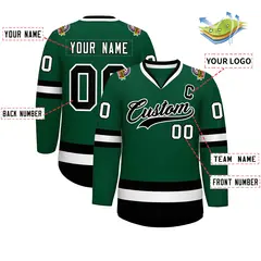 Green Black-White Classic Style Hockey Jersey 2