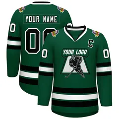 Green Black-White Classic Style Hockey Jersey 1