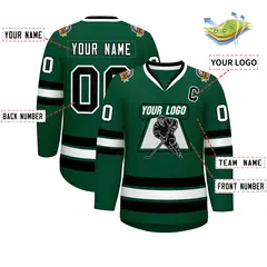 Green Black-White Classic Style Hockey Jersey 2