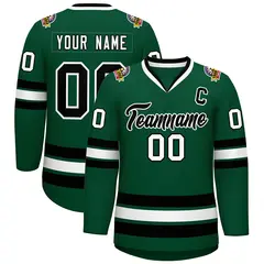Green Black-White Classic Style Hockey Jersey 1