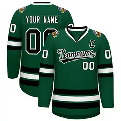 Green Black-White Classic Style Hockey Jersey 1