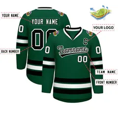 Green Black-White Classic Style Hockey Jersey 2