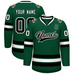 Green Black-White Classic Style Hockey Jersey 1