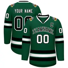 Green Black-White Classic Style Hockey Jersey 1