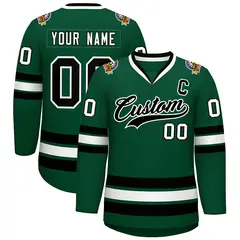 Green Black-White Classic Style Hockey Jersey 1